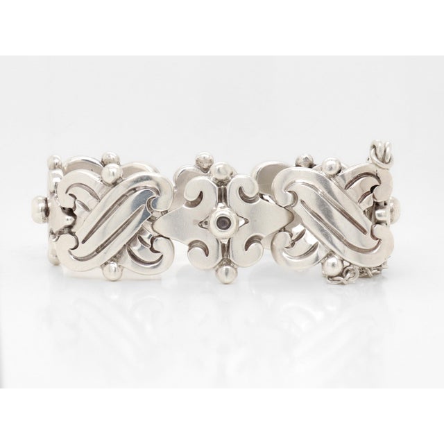 Hector Aguilar Signed Hector Aguilar Mexican Mid-Century Sterling Silver Fertility Bracelet For Sale - Image 4 of 11