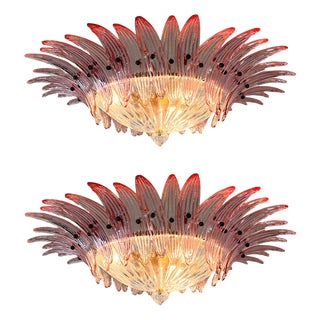 Mid-20th Century Pink Murano Chandelier, 1970s, Set of 2 For Sale