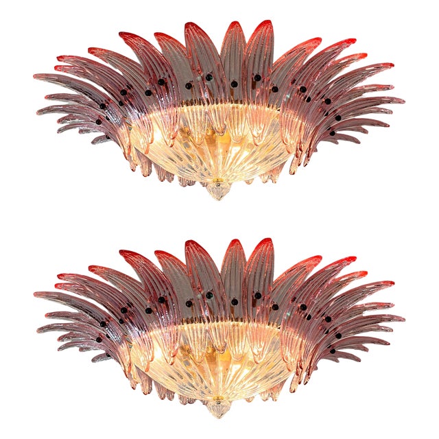 Mid-20th Century Pink Murano Chandelier, 1970s, Set of 2 For Sale