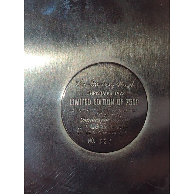 Currier & Ives 1972 Limited Edition "Christmas 1972" Sterling Silver Plate For Sale - Image 4 of 8