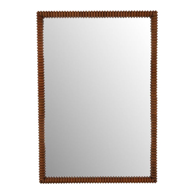 Mindi Wood Ribbed Wall Mirror For Sale