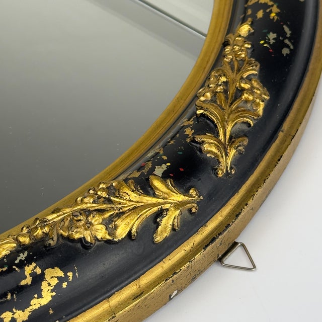 Vintage Venetian Chinoiserie Black and Gold Painted Wall Mirror, Italy, 1950s For Sale - Image 16 of 18