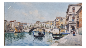 Peruzzi, View of the Rialto Bridge, 20th Century, Watercolor