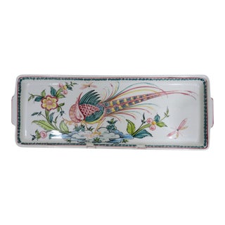 Vintage Portuguese Hand-Painted Ceramic Tray For Sale
