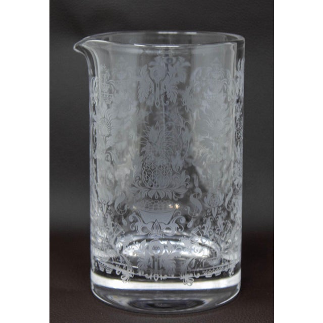 Glass Cocktail Mixing Etched Glass Beaker Barware For Sale - Image 7 of 12