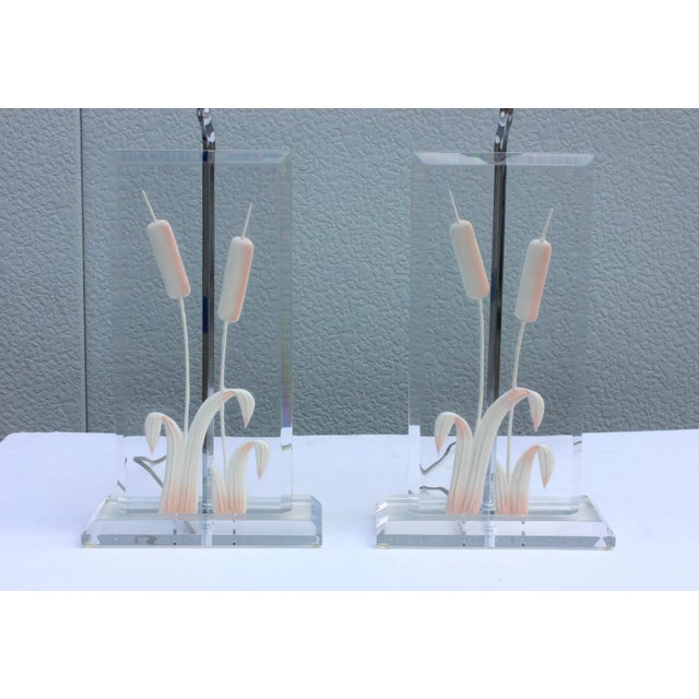 Transparent 1970s Italian Lucite Table Lamps - a Pair For Sale - Image 8 of 12