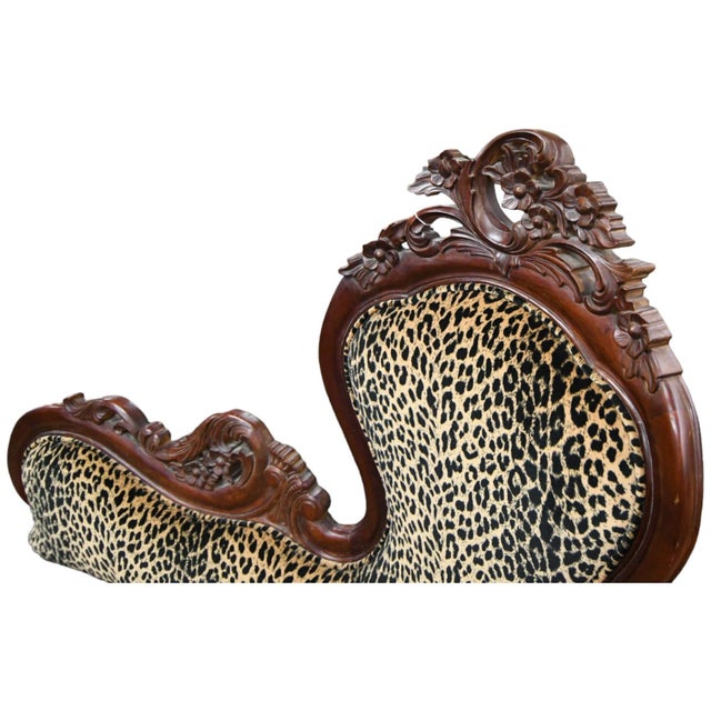 Antique Victorian Refurnished Leopard Print Chaise Lounge For Sale - Image 9 of 11