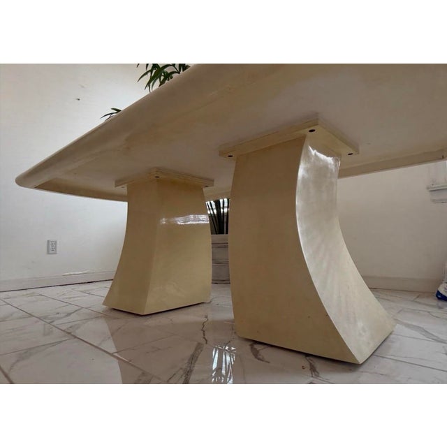 Art Deco 1980s Lacquer Karl Springer Style Dining Table For Sale - Image 3 of 5