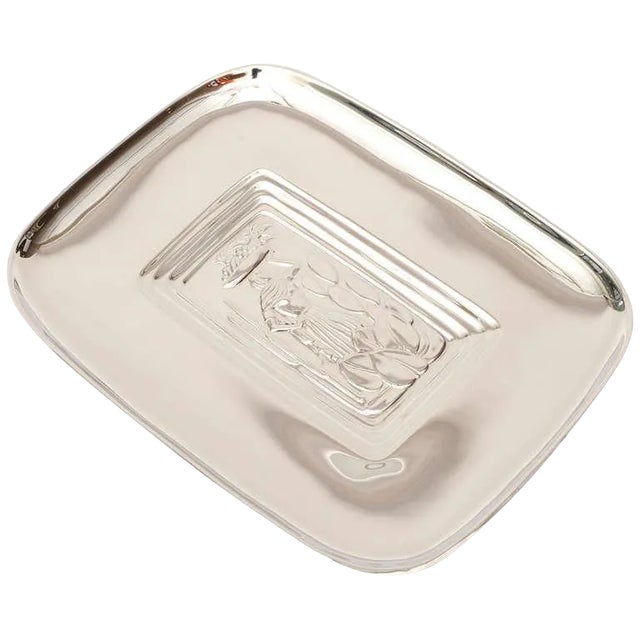 Vintage Silver-Plate Tray Diego Rivera Style, Hallmarked, 1940's For Sale