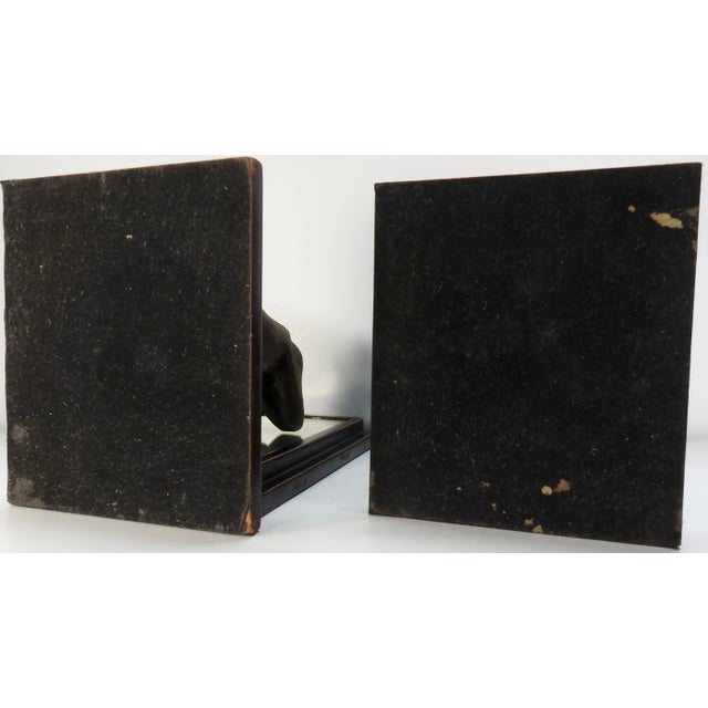 Black Mid-20th Century Kneeling Men on Wooden Bookends With Mirrors For Sale - Image 8 of 11