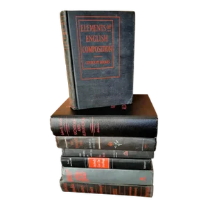 Black Red Book Stack Hardback Books Library Set