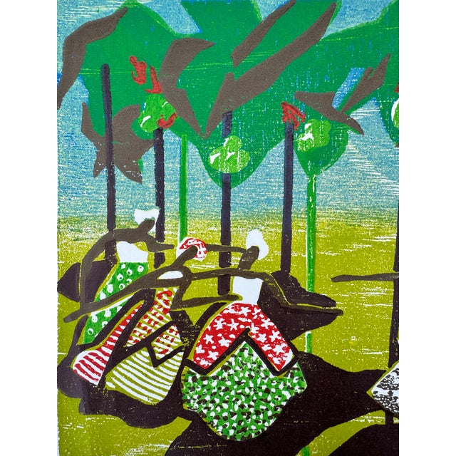 Brandt “Bahia Em Festa” Color Woodblock Print by Brazilian Artist Hannah Brandt, Signed & Numbered, 1979 For Sale - Image 4 of 10