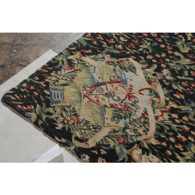 2010s Rug & Kilim’s Tudor Style Pictorial Rug, Green and Blue Floral Pattern For Sale - Image 5 of 7