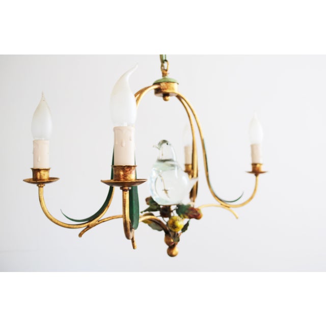 Hollywood Regency Florentine Murano Glass Chandelier with Bird, Italy, 1970s For Sale - Image 6 of 10