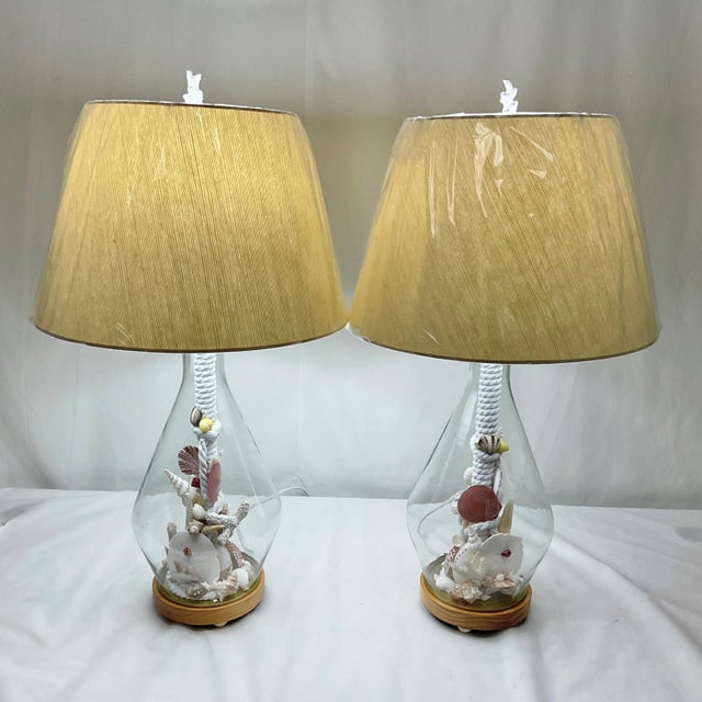 Custom Made Natural Sealife Lamps in Glass - a Pair For Sale - Image 12 of 14