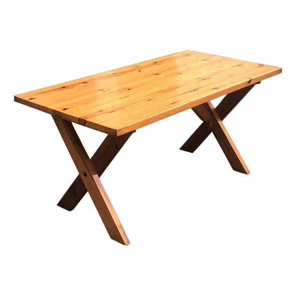 Modernist X-Leg Dining Table by Ate Van Apeldoorn for Houtwerk Hattem, 1970s For Sale