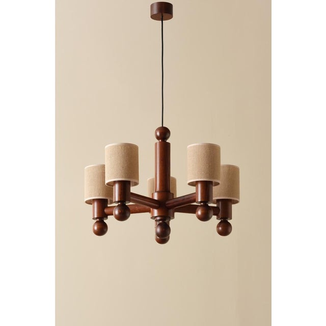 1970s Chandelier attributed to Uno & Östen Kristiansson for Luxus, 1970s For Sale - Image 5 of 8