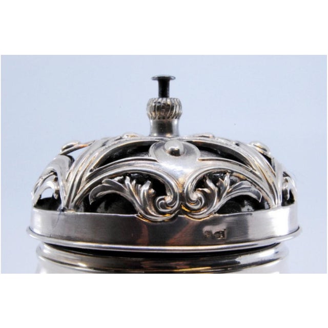Cut and Embossed Silver Bell with Floral Motifs and Mechanism For Sale - Image 5 of 8