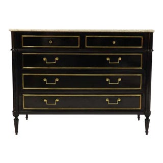 1950s Maison Jansen Attributed Ebonized Louis XVI Commode For Sale