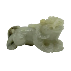 Hand Carved Natural Green & Yellow Jade Feng Shui Lucky Pixiu Figure Pendant