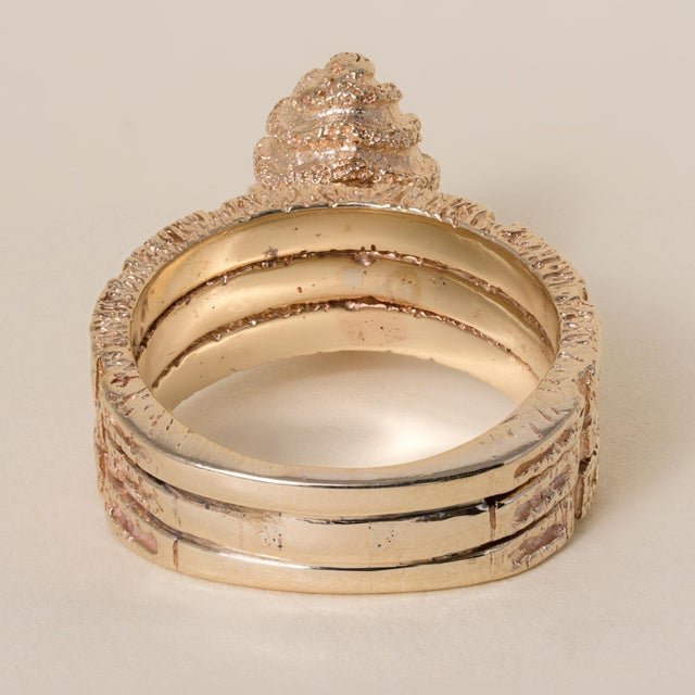 Vintage 14k Gold Marquise Diamond Black Enamel Chunky Navette Ring, Size 8 For Sale In Los Angeles - Image 6 of 6