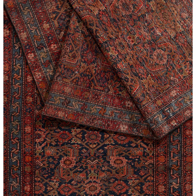 Antique Circa 1910 Red Malayer Hand Knotted Runner 3ft 5in X 15ft 5in For Sale - Image 10 of 16