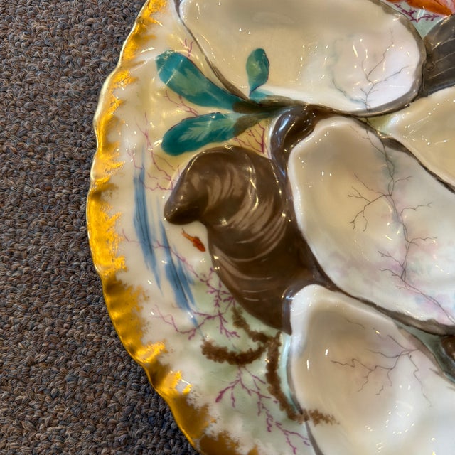 Hand-Painted Oyster Plate H&c For Sale - Image 10 of 12