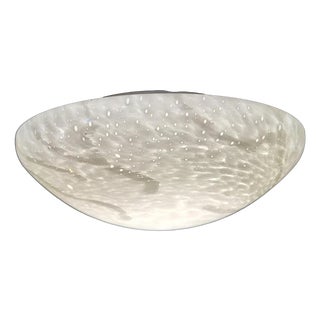 Vintage Ceiling Lamp with White Marbled Glass Shade, 1980s For Sale