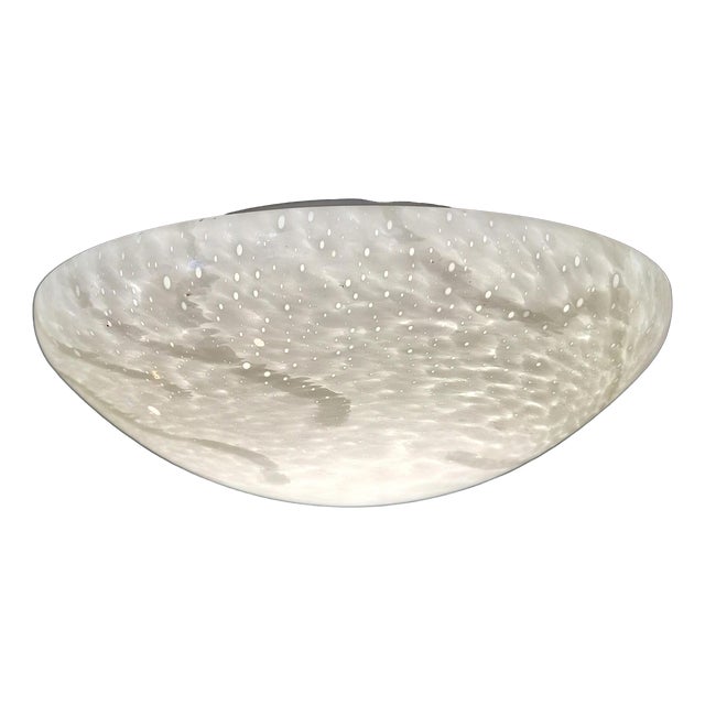 Vintage Ceiling Lamp with White Marbled Glass Shade, 1980s For Sale