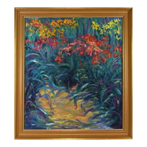 Vintage Impressionist Floral Garden Landscape Painting