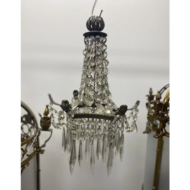 Late 19th Century 19thc Petite French Regency Bronze W/ Cascading Crystal Chandelier For Sale - Image 5 of 7