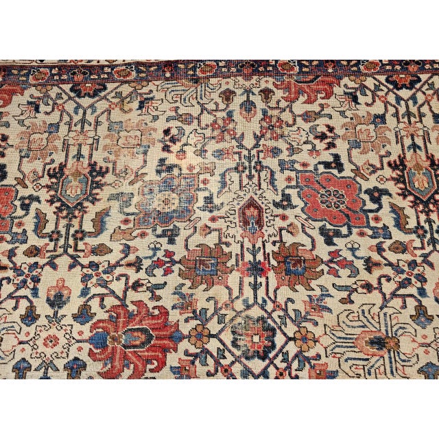 Vintage Tabriz Rug, Hand-Knotted Wool, Allover Geometric Pattern, Ivory & Blue, 8x10 For Sale - Image 4 of 18