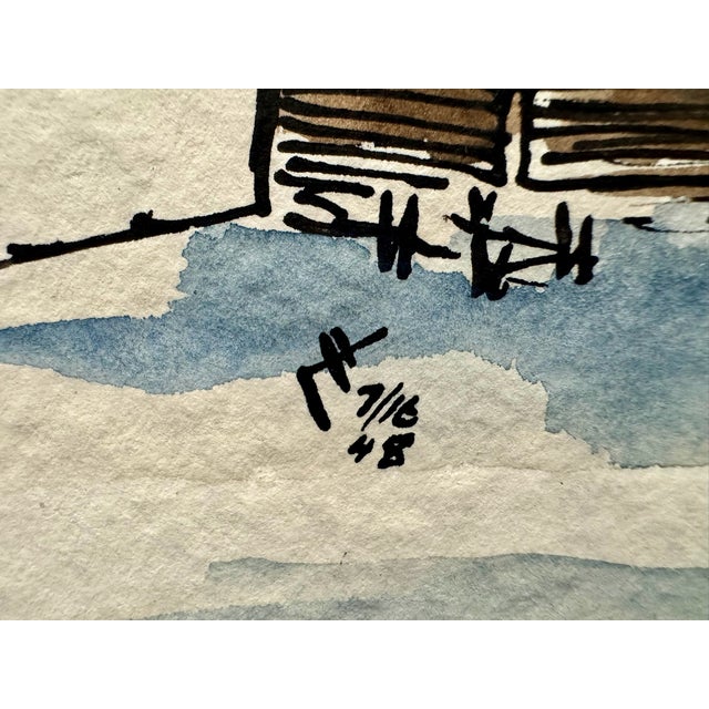 1940s Henry Emil Salloch Original Watercolor on Paper Belfast, Maine. 1948. For Sale - Image 5 of 8