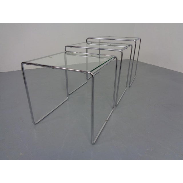 1960s Glass & Chrome Nesting Tables, 1960s, Set of 3 For Sale - Image 5 of 18