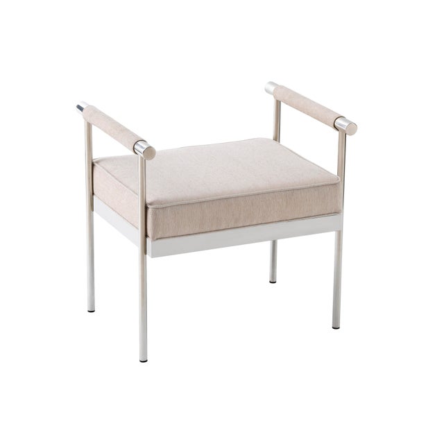 2020s Diva Cream Velvet Bench For Sale - Image 5 of 11