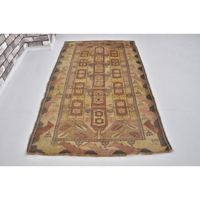 Handmade wool carpet in Turkish Anatolia , Vintage Oushak Rug,Turkish Vintage Anatolian Rug, Handmade wool Rug . One Of...