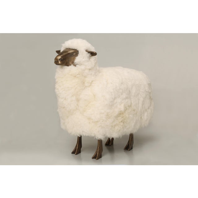 Bronze Old Plank Solid Bronze Sheep For Sale - Image 8 of 8