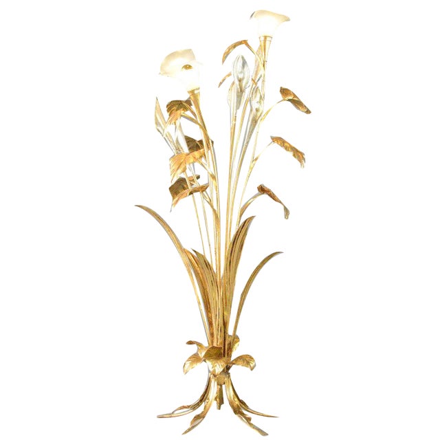Hollywood Regency Gold Leaf Floor Lamp by Hans Kögl For Sale