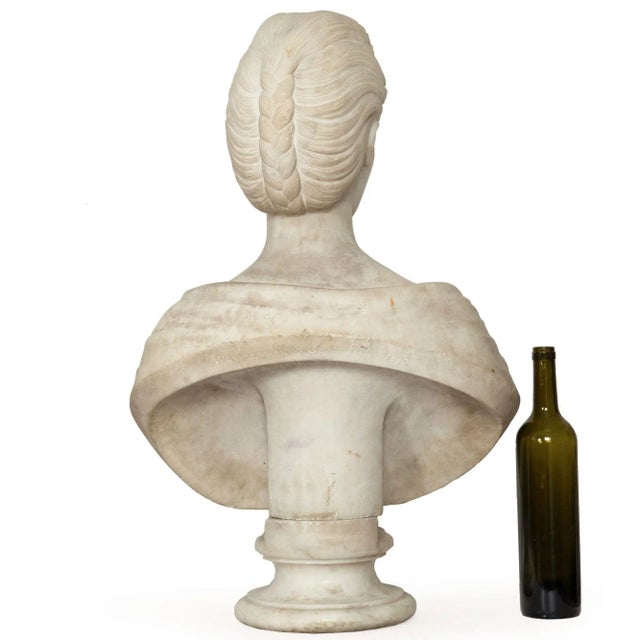 19th Century English Antique Marble Bust “Lady Layard” by John Warrington Wood Ca. 1870 For Sale - Image 5 of 12
