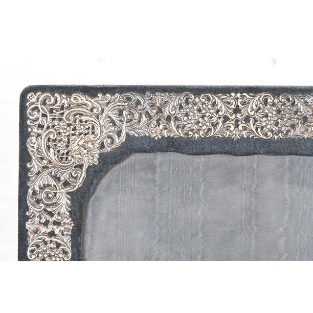 Metal Tiffany & Co. Style Art Nouveau Italian Sterling Silver Overlay Picture Frame For Sale - Image 7 of 14