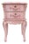 Vintage French Pink Distressed Nightstand With Floral Carvings For Sale