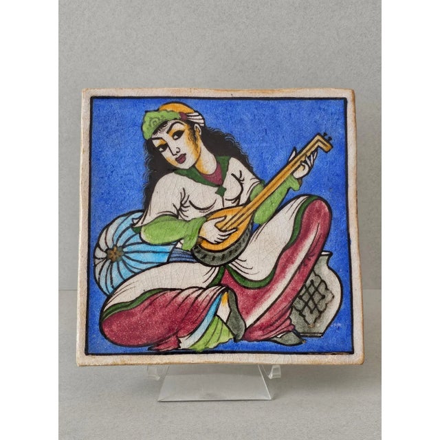 Persian Antique Indo-Persian Qajar Dynasty Ceramic Architectural Wall Tile For Sale - Image 3 of 11