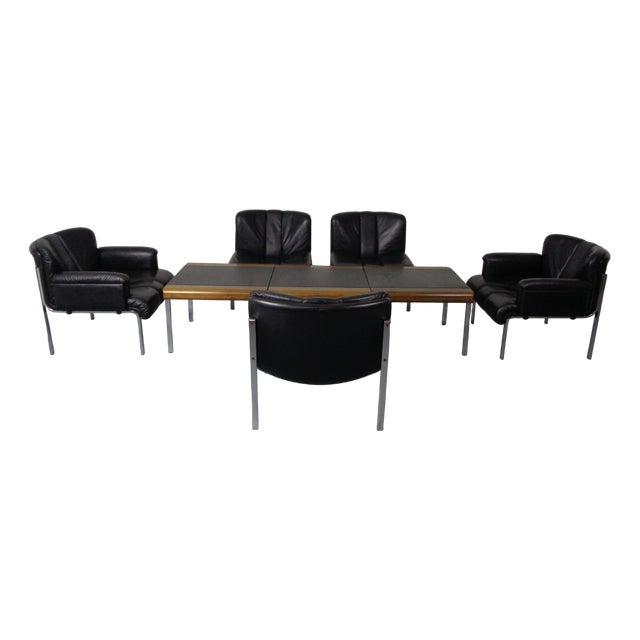 1200 Eurochairs & Tables by Hans Eichenberger for Girsberger, Switzerland, 1970s, Set of 8 For Sale