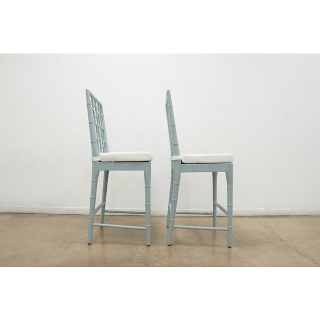 Ornamental & Decorative Materials Faux Bamboo Chippendale Bar Stools (Set of 4) For Sale - Image 7 of 18