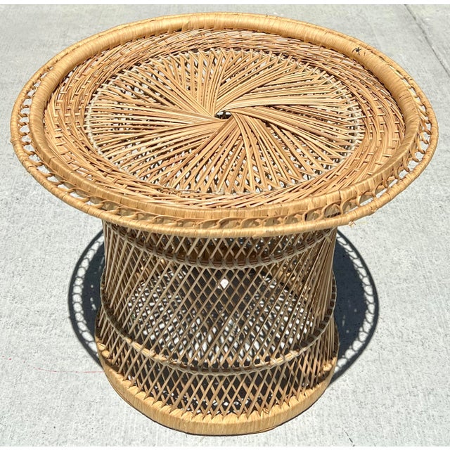 Vintage Wicker Drum Table Chairish
