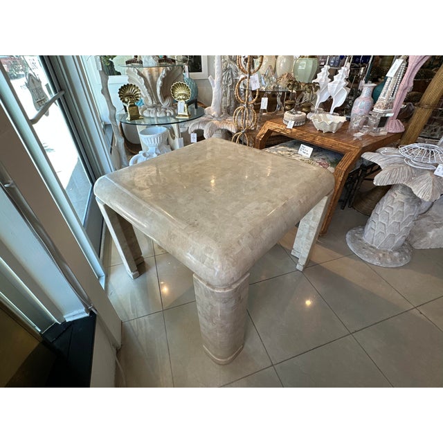 Stone Vintage Waterfall Maitland Smith Tessellated Stone Marble Game or Dining Table For Sale - Image 7 of 11