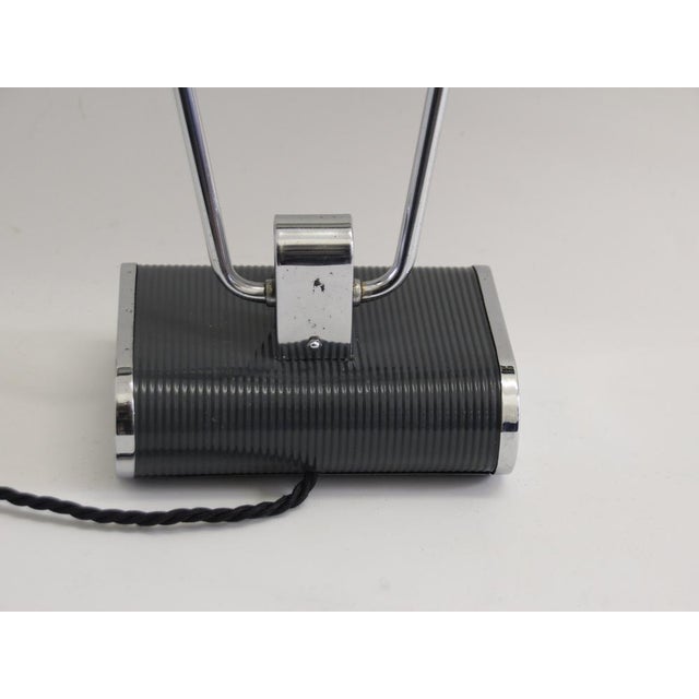 Art Deco French Anthracite Gray and Chrome Table Lamp by Eileen Gray for Jumo, 1940s For Sale - Image 11 of 17