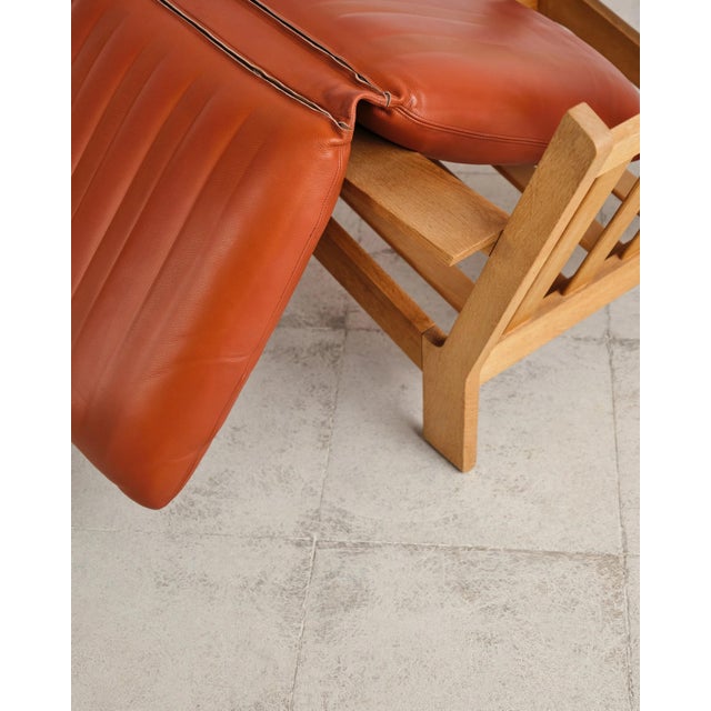 Brutalist Lounge Chair in Oak and Leather by Tage Poulsen, Denmark, 1970s For Sale - Image 15 of 16