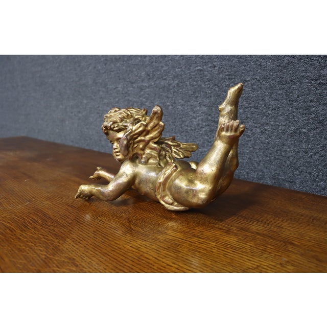 Italian Giltwood Cherub Sculpture For Sale - Image 4 of 13