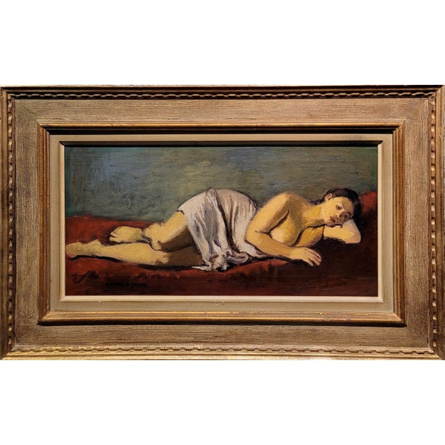 Raphael Soyer - Nude Model Resting in Bed - Oil Painting For Sale - Image 9 of 9
